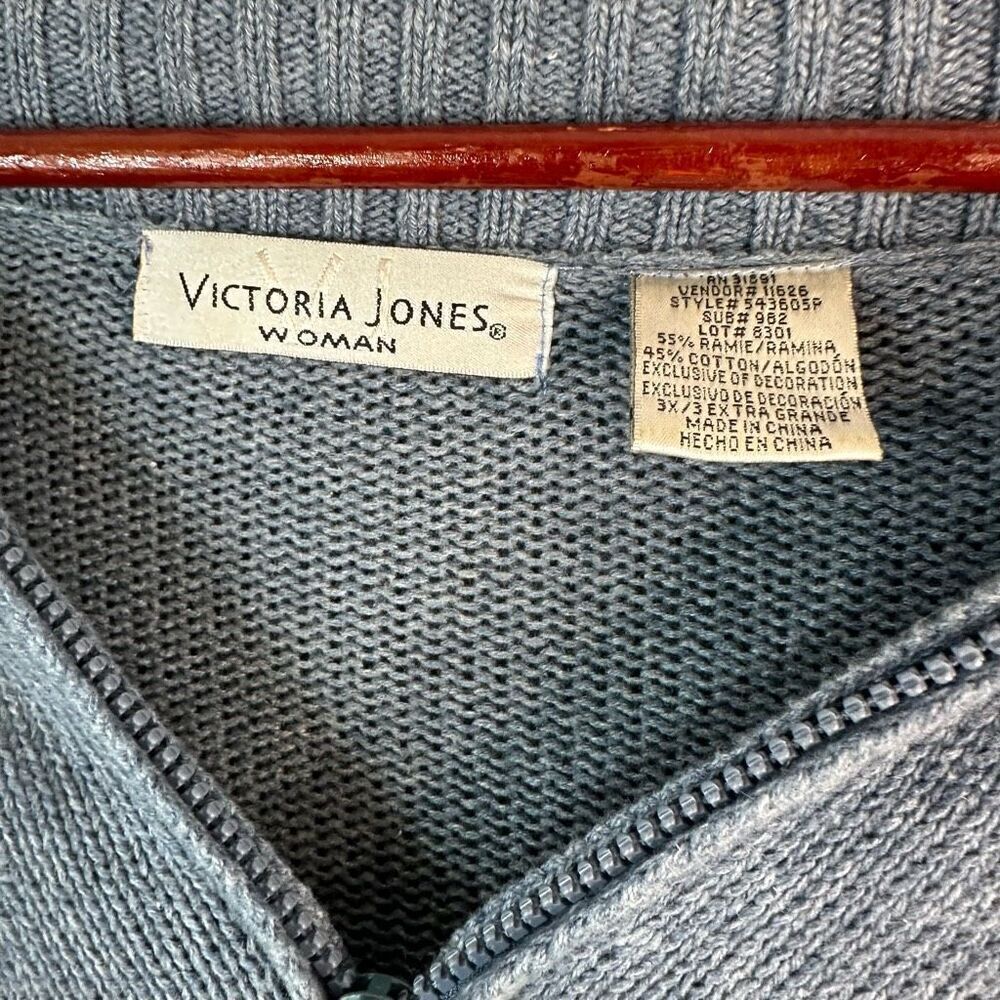 Vintage Victoria Jones Floral Embroidered Knit Sweater Jacket Womens 3X Boho Art - Picture 5 of 8
